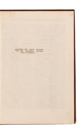 INCUNABULA  OVIDIUS NASO, PUBLIUS. De arte amandi et de remedio amoris.  1494